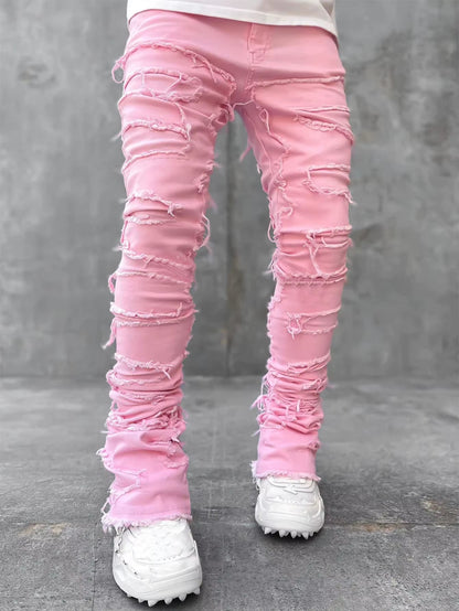 Distress Layered Denim Pant