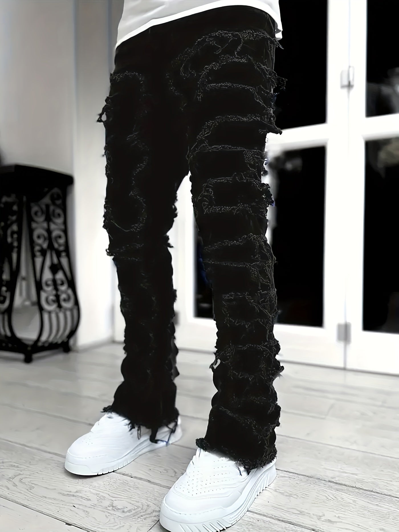 Distress Layered Denim Pant