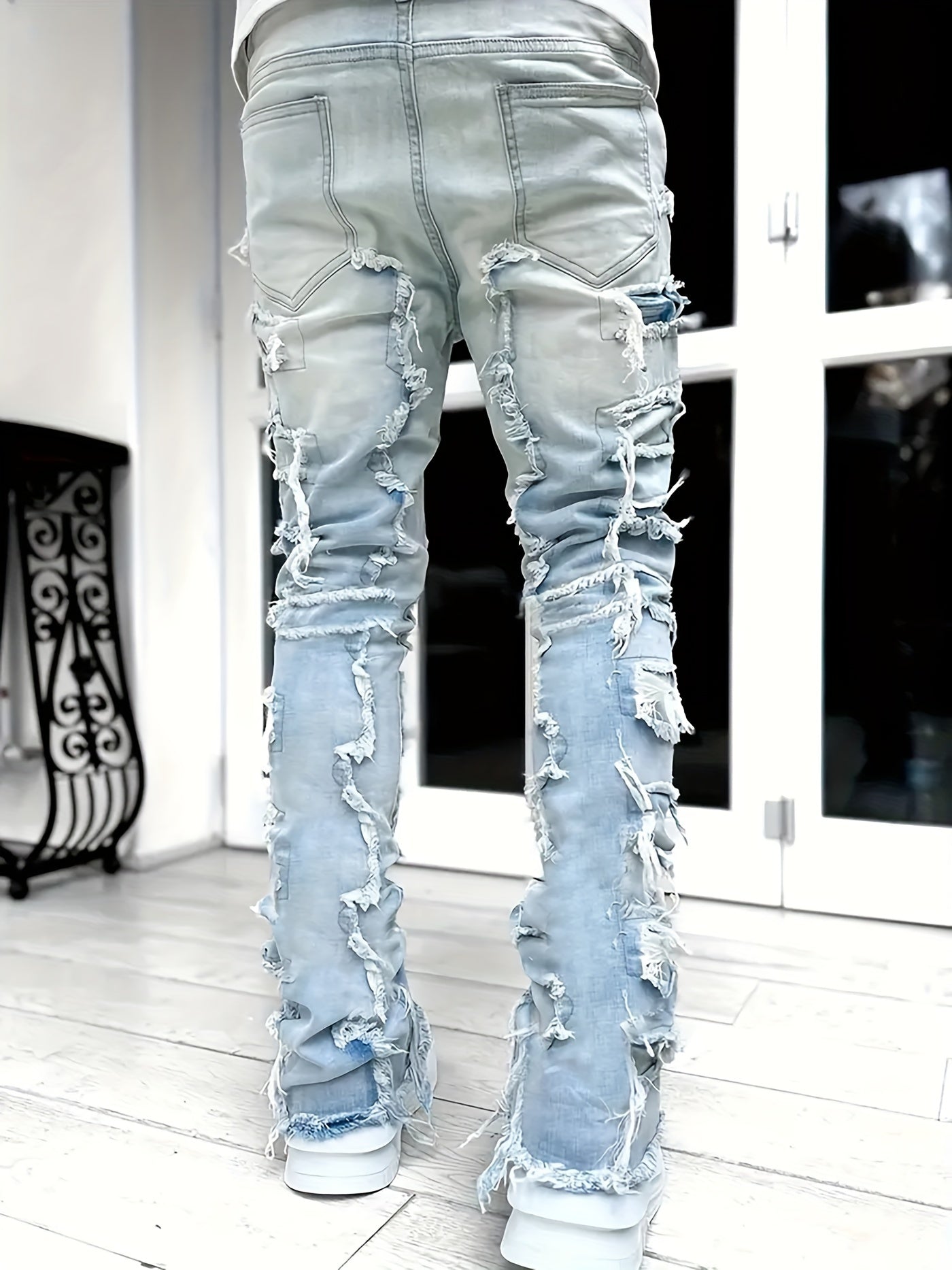 Distress Layered Denim Pant